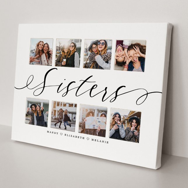 Sisters Script | Gift For Sisters Photo Collage Canvas Print (Creator Uploaded)