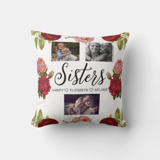Sisters Script | Gift For Sisters Photo Collage Cushion