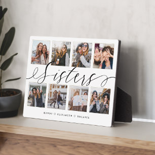 Sisters Script Gift For Sisters Photo Collage Plaque