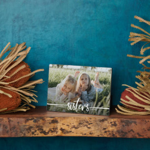 Sisters Script Modern Photo Plaque