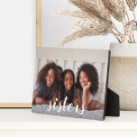 Sisters | Script Overlay Photo Plaque<br><div class="desc">Sweetly chic photo plaque features your favourite horizontal or landscape orientated photo with "sisters" as a white text overlay in hand lettered calligraphy script.</div>