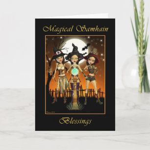 Sisters Three Witch Magical Samhain Blessings Card