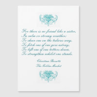 Sisters Vintage Poem by Rosetti in Blue Ink