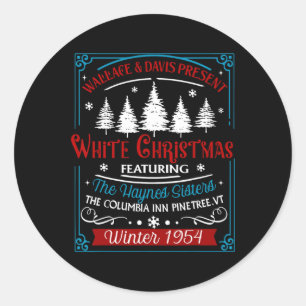 Sisters White Christmas Movie 1954 Pyjamas Holiday Classic Round Sticker