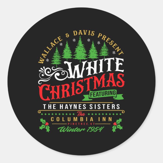 Sisters White Christmas Movie 1954 Pyjamas Holiday Classic Round Sticker (Front)