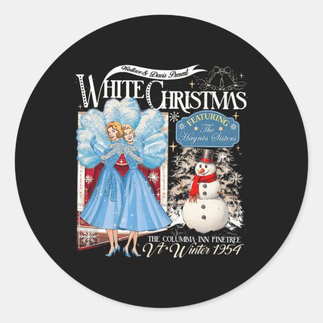 Sisters White Christmas Movie 1954 Pyjamas Holiday Classic Round Sticker (Front)