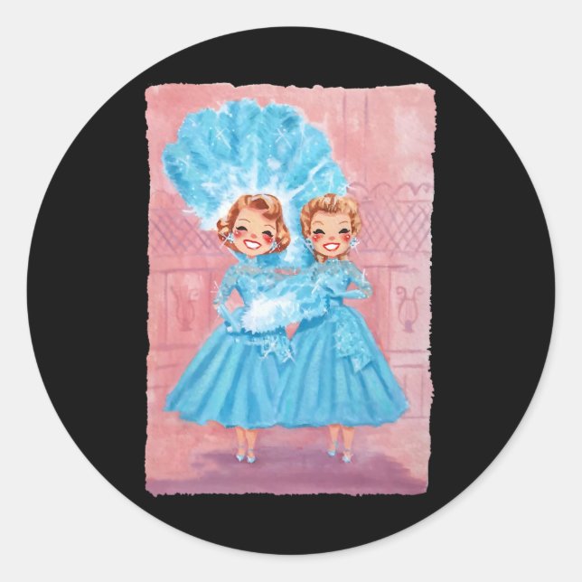 Sisters White Christmas Movie 1954 Xmas Snow Pajam Classic Round Sticker (Front)