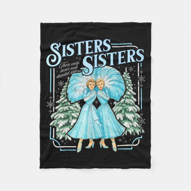 Sisters White Xmas Merry Christmas Snowflake Pajam Fleece Blanket (Front)