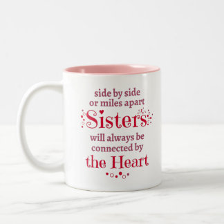 sisters will always connected by the heart Two-Tone coffee mug