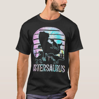 SisterSaurus Funny Dinosaur Sister of 3 Kids T-Shirt