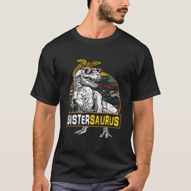 Sistersaurus Leopard T Rex Dinosaur Sister Saurus T-Shirt (Front)