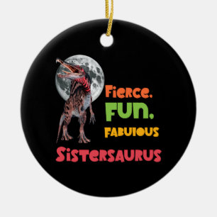 Sistersaurus Matching Sisters Dino Squad Design Ceramic Tree Decoration
