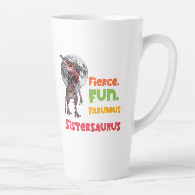 Sistersaurus Matching Sisters Dino Squad Design Latte Mug (Right)