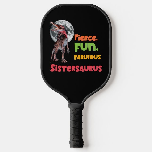 Sistersaurus Matching Sisters Dino Squad Design Pickleball Paddle (Front)