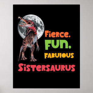 Sistersaurus Matching Sisters Dino Squad Design Poster