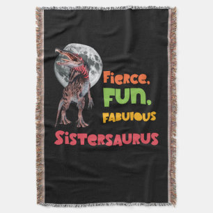 Sistersaurus Matching Sisters Dino Squad Design Throw Blanket