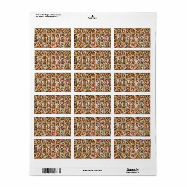 Sistine Chapel Ceiling by Michelangelo Label (Full Sheet)