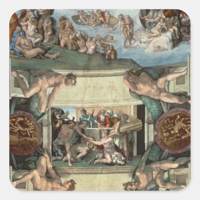 Sistine Chapel Ceiling Square Sticker (Front)