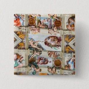 Sistine Chapel Michelangelo - Vatican, Rome, Italy 15 Cm Square Badge