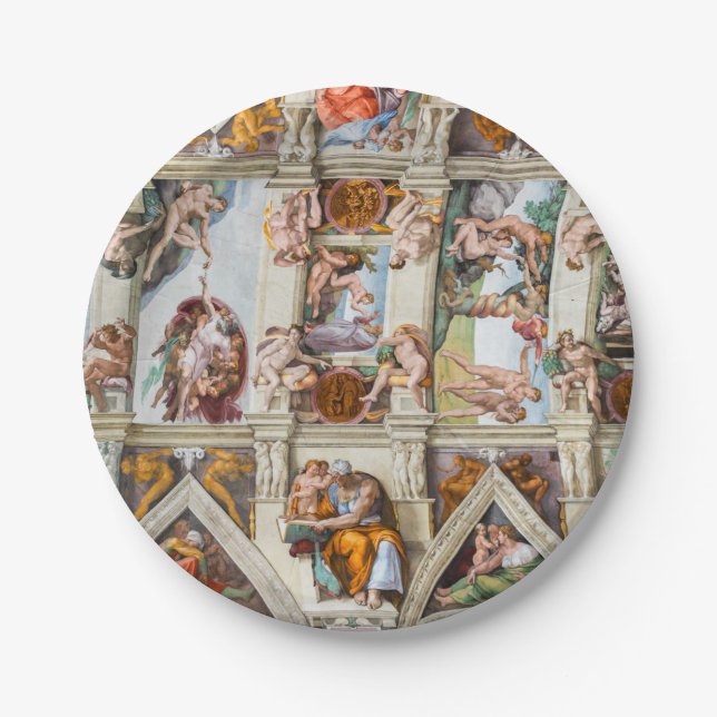 Sistine Chapel Michelangelo - Vatican, Rome, Italy Paper Plate (Front)