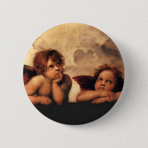 Sistine Madonna 2 Angels by Raphael 6 Cm Round Badge