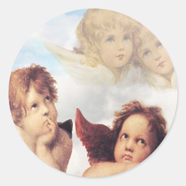 Sistine Madonna 2 Angels by Raphael Classic Round Sticker (Front)
