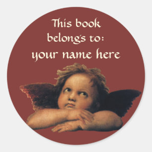Sistine Madonna Angels by Raphael Bookplate Classic Round Sticker