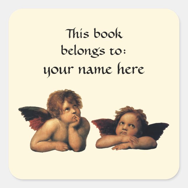Sistine Madonna Angels by Raphael Bookplate Square Sticker (Front)