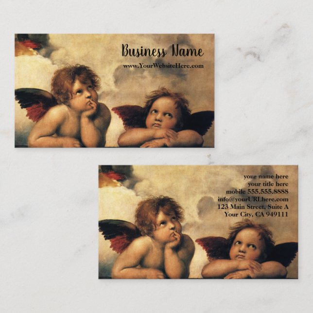 Sistine Madonna Angels by Raphael Raffaello Business Card (Front/Back)