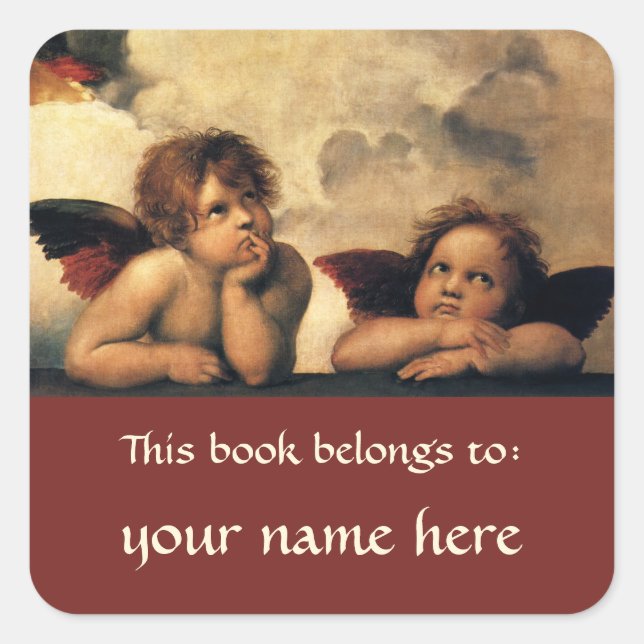 Sistine Madonna Angels by Raphael, Renaissance Art Square Sticker (Front)