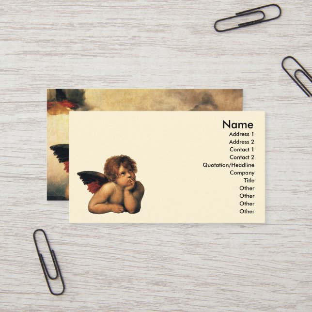 Sistine Madonna Angels by Raphael Sanzio Business Card (Front/Back In Situ)