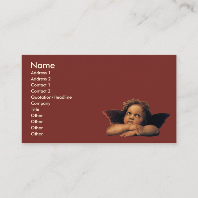 Sistine Madonna Angels by Raphael Sanzio Business Card (Front)