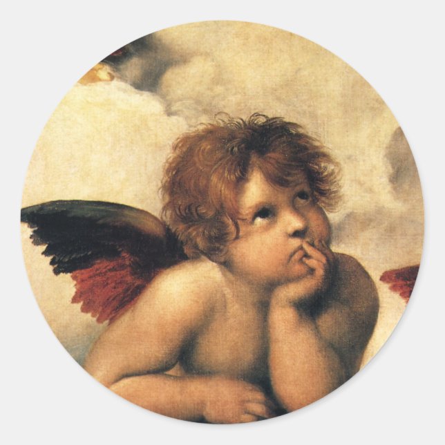 Sistine Madonna Angels by Raphael Sanzio Classic Round Sticker (Front)
