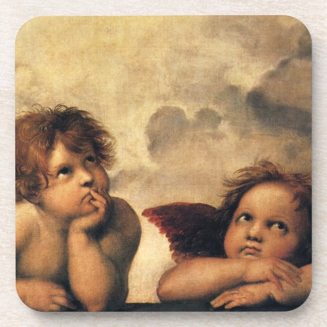 Sistine Madonna Angels by Raphael Sanzio Coaster (Front)