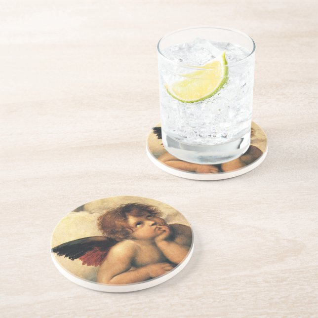 Sistine Madonna Angels by Raphael Sanzio Coaster (Side)