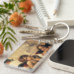 Sistine Madonna Angels by Raphael Sanzio Key Ring