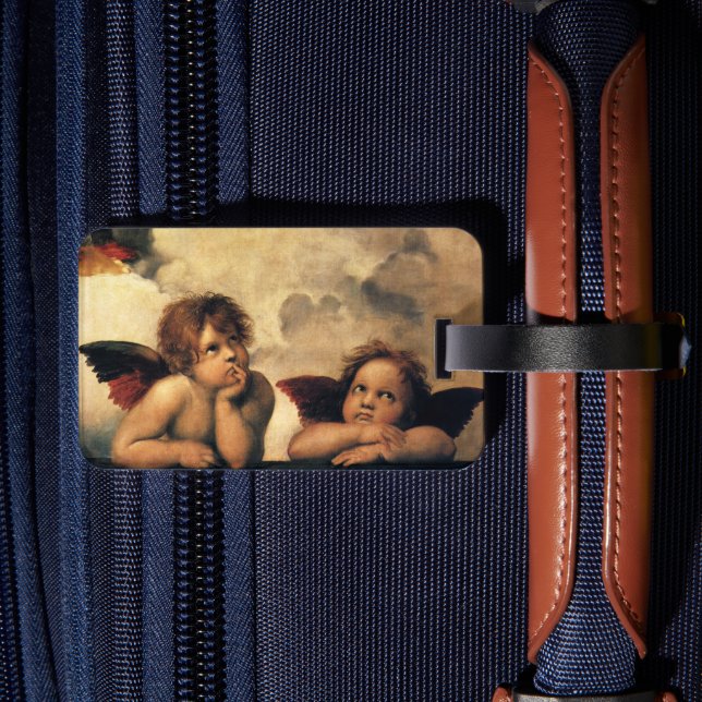 Sistine Madonna Angels by Raphael Sanzio Luggage Tag (Back Insitu 2)