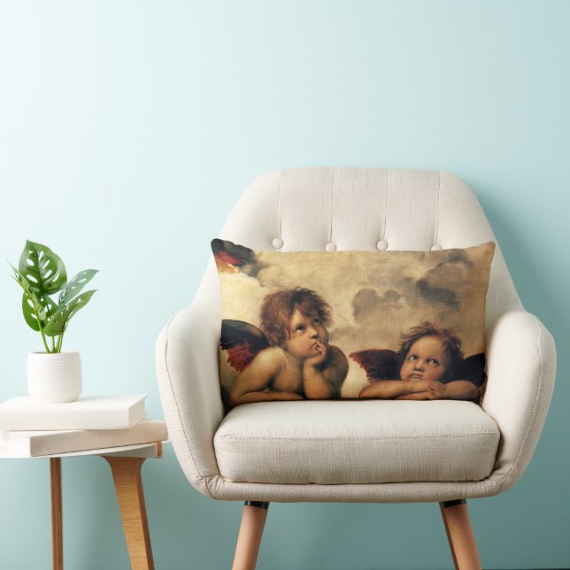 Sistine Madonna Angels by Raphael Sanzio Lumbar Cushion (Chair)