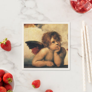 Sistine Madonna Angels by Raphael Sanzio Napkin