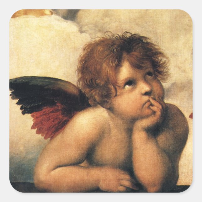 Sistine Madonna Angels by Raphael Sanzio Square Sticker (Front)