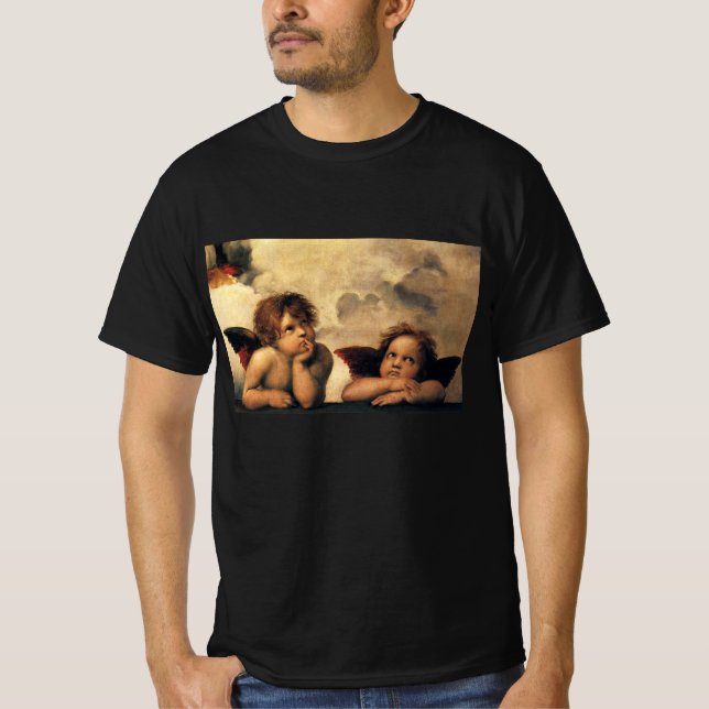 Sistine Madonna Angels by Raphael Sanzio T-Shirt (Front)