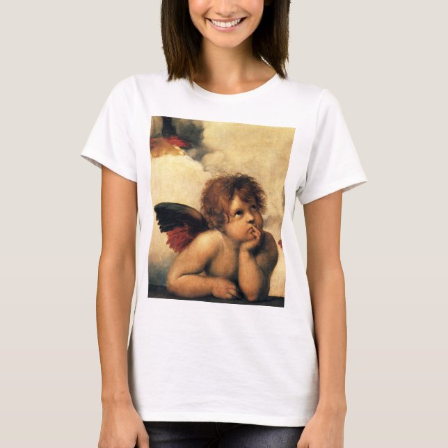 Sistine Madonna Angels by Raphael Sanzio T-Shirt (Front)