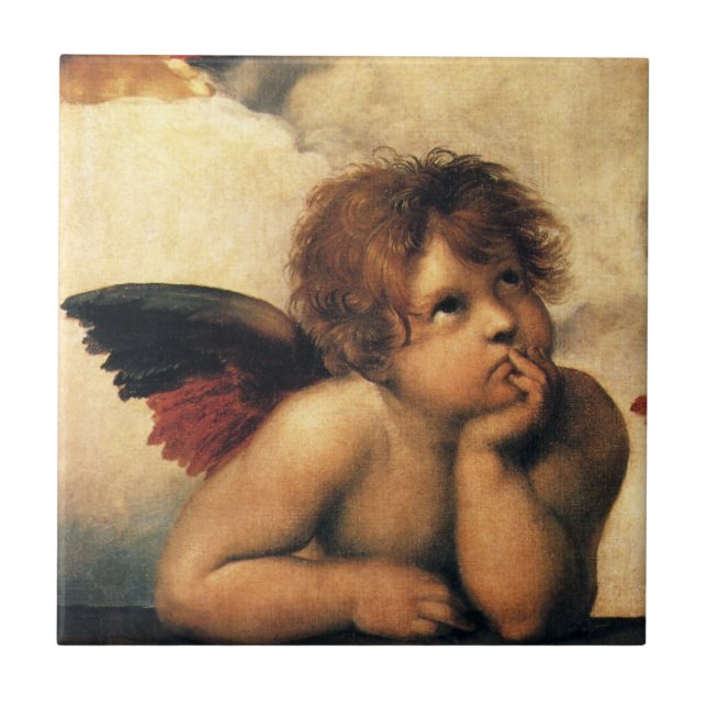 Sistine Madonna Angels by Raphael Sanzio Tile (Front)