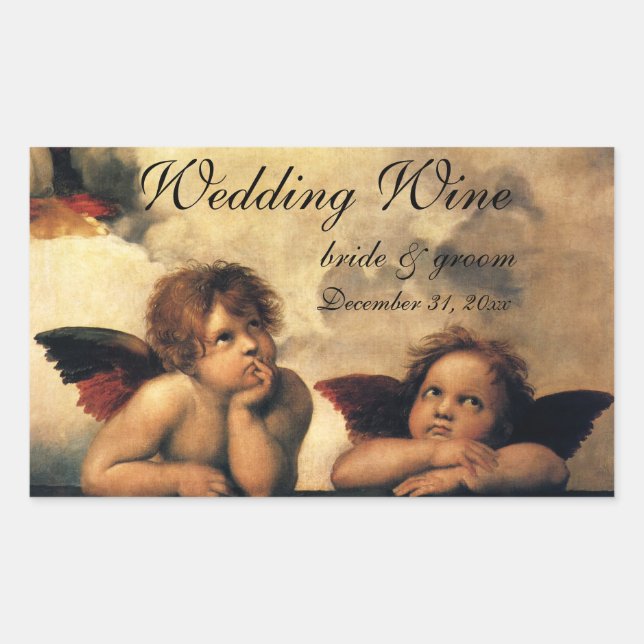 Sistine Madonna Angels by Raphael Wedding Rectangular Sticker (Front)