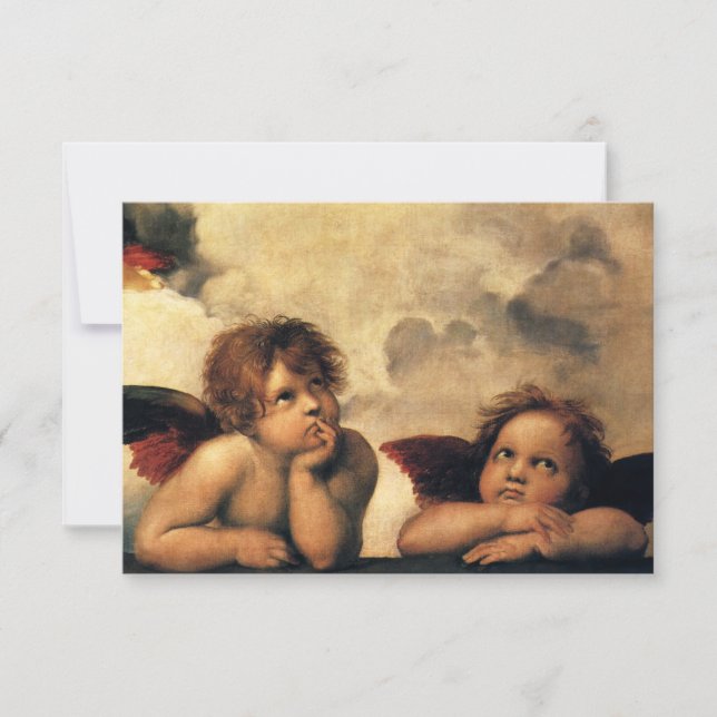 Sistine Madonna Angels by Raphael Wedding RSVP Card (Front)