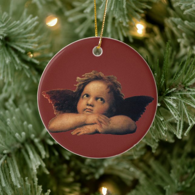 Sistine Madonna, Angels detail by Raphael Sanzio Ceramic Tree Decoration (Tree)