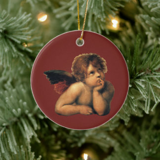 Sistine Madonna, Angels detail by Raphael Sanzio Ceramic Tree Decoration