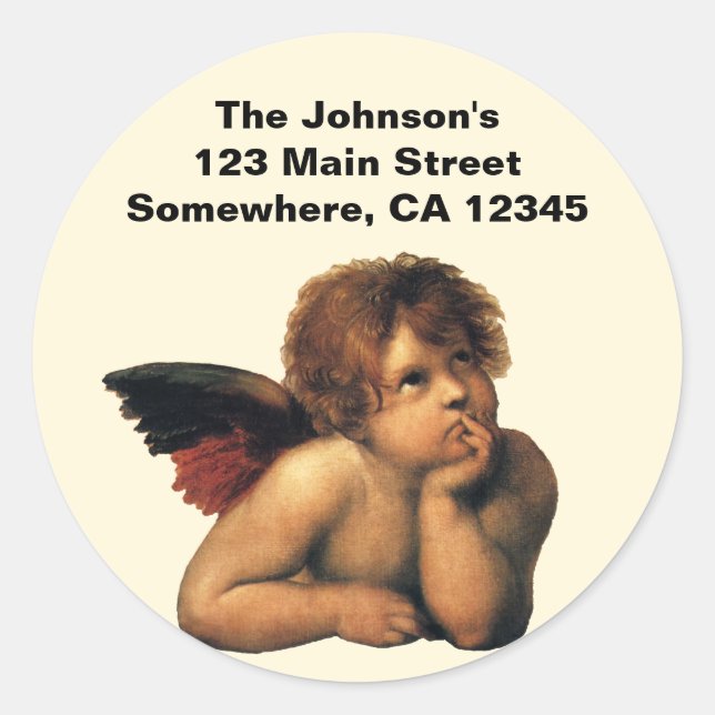 Sistine Madonna, Angels detail by Raphael Sanzio Classic Round Sticker (Front)