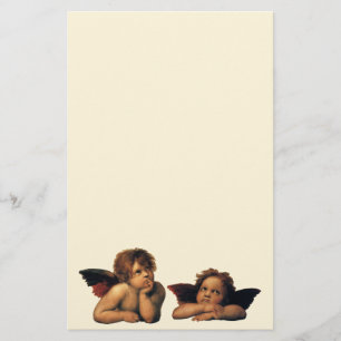 Sistine Madonna, Angels detail by Raphael Sanzio Stationery