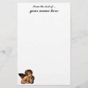 Sistine Madonna, Angels detail by Raphael Stationery